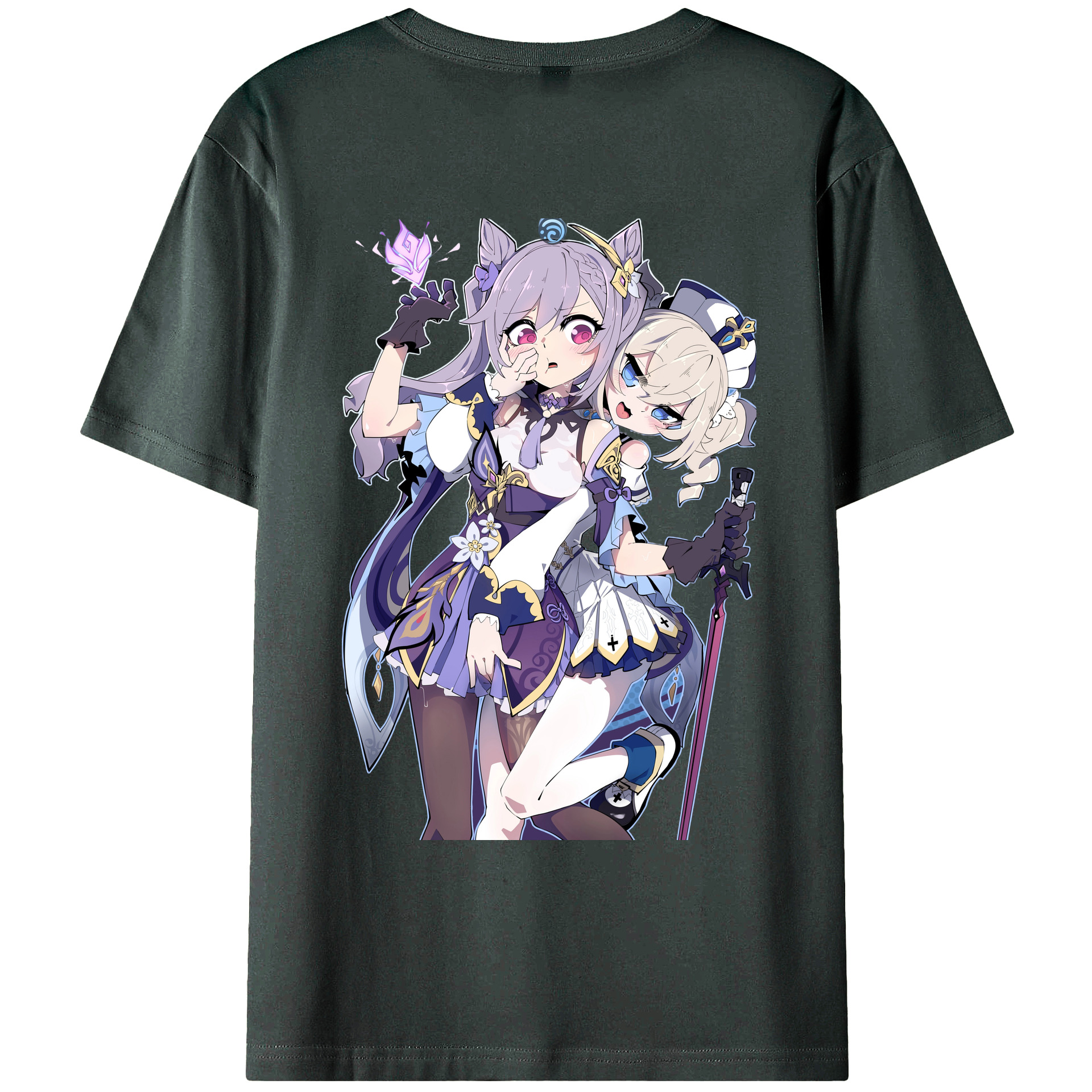 げんし神 刻晴 こくせい genshin Kokusei 綿100％ メンズ半袖Tシャツ（バックプリント） 通気性